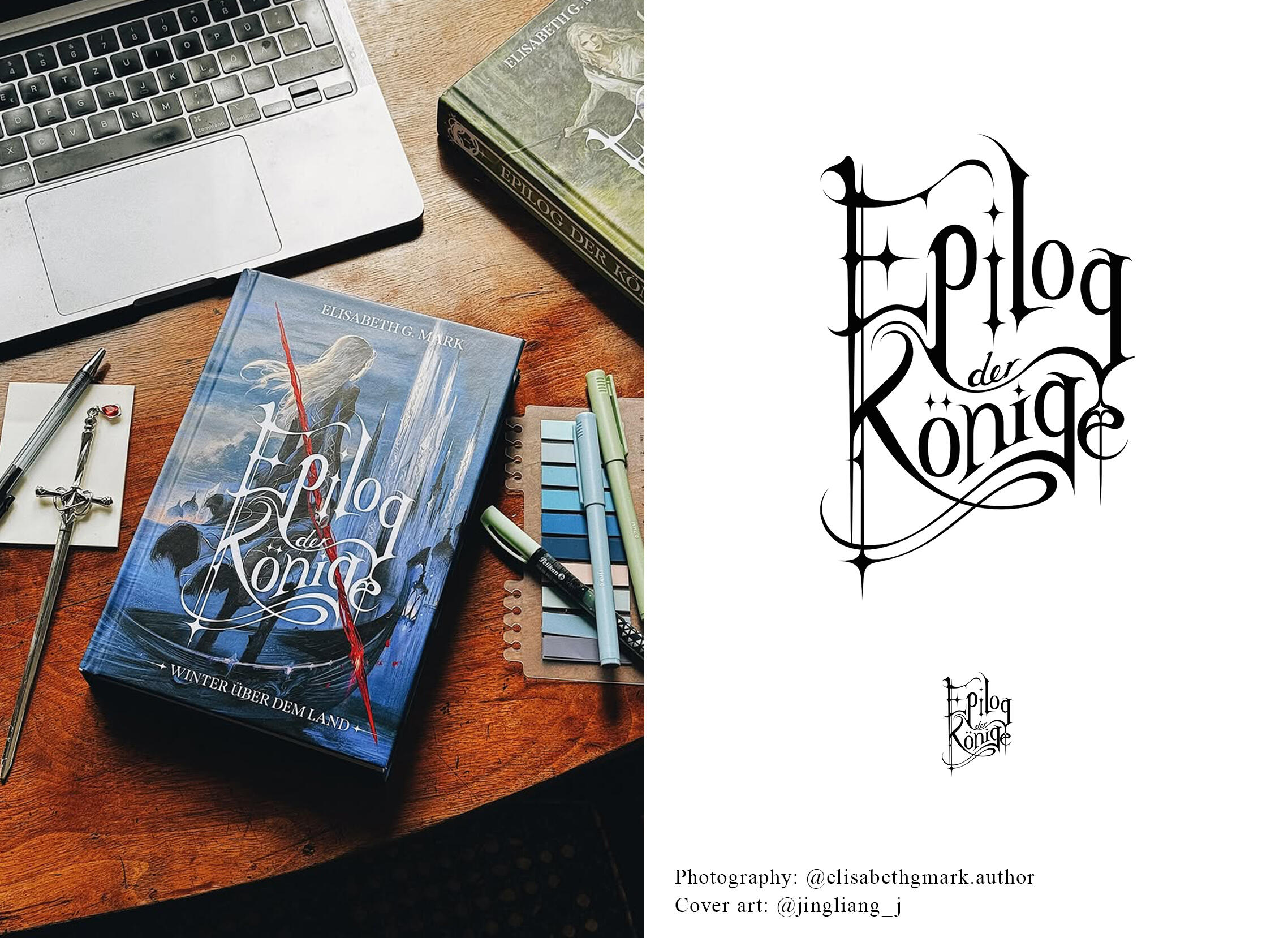 Client work for Elisabeth G. Mark's self-published novel in German, "Epilog der Könige" (Epilogue of Kings)